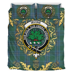 Irvine of Drum Tartan Crest Bedding Set - Golden Thistle Style