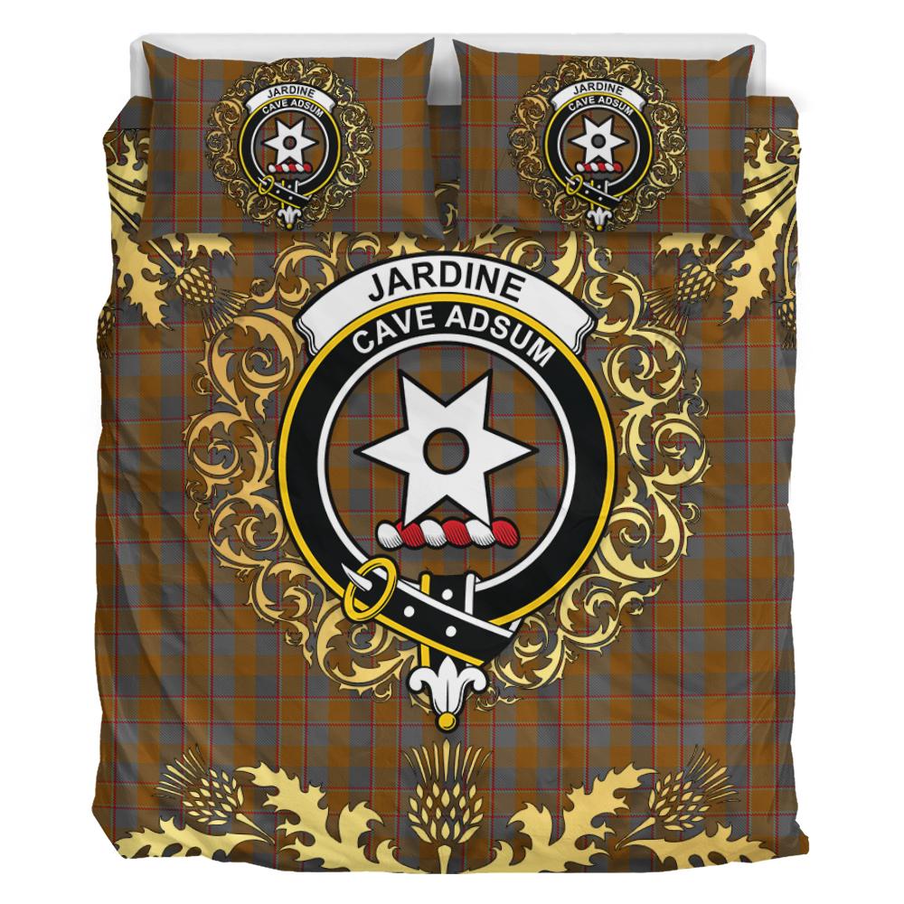 Jardine 01 Tartan Crest Bedding Set - Golden Thistle Style