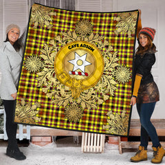 Jardine Tartan Crest Premium Quilt - Gold Thistle Style