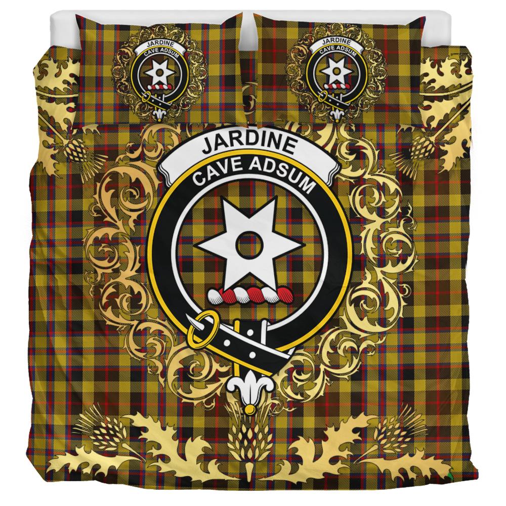 Jardine of Castlemilk Tartan Crest Bedding Set - Golden Thistle Style