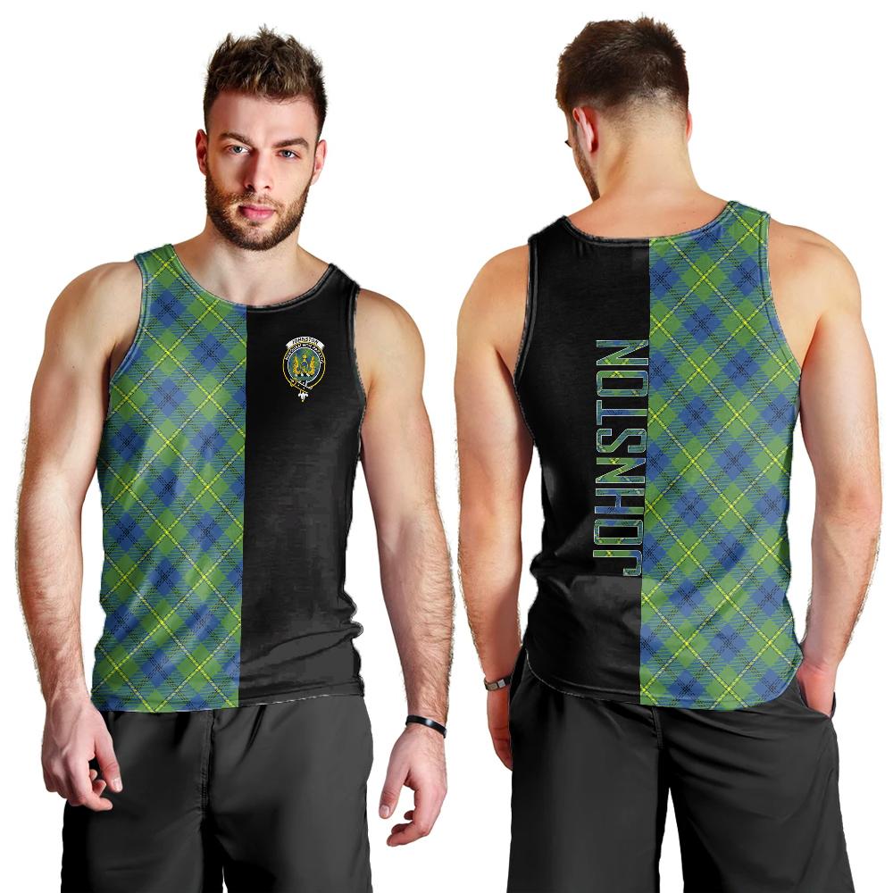 Johnston Ancient Tartan Crest Men's Tank Top - Cross Style