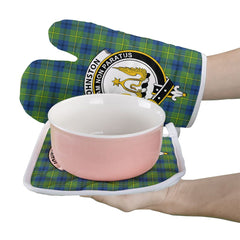 Johnston Ancient Tartan Crest Oven Mitt And Pot Holder (2 Oven Mitts + 1 Pot Holder)