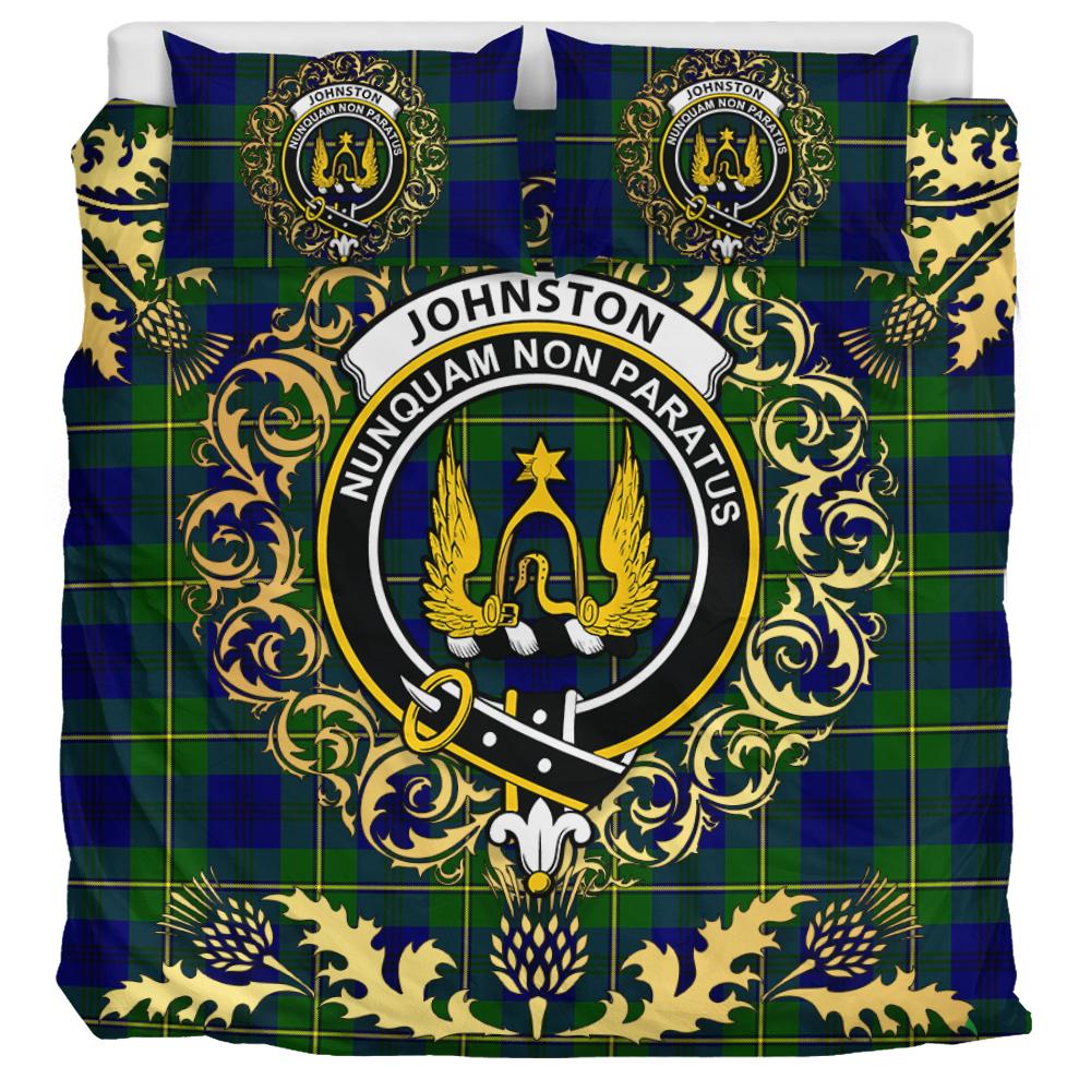 Johnston Modern Tartan Crest Bedding Set - Golden Thistle Style