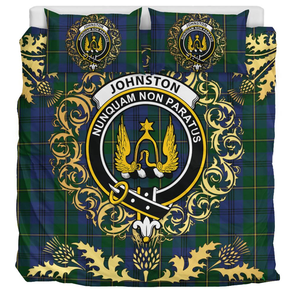 Johnston (Johnstone) 02 Tartan Crest Bedding Set - Golden Thistle Style