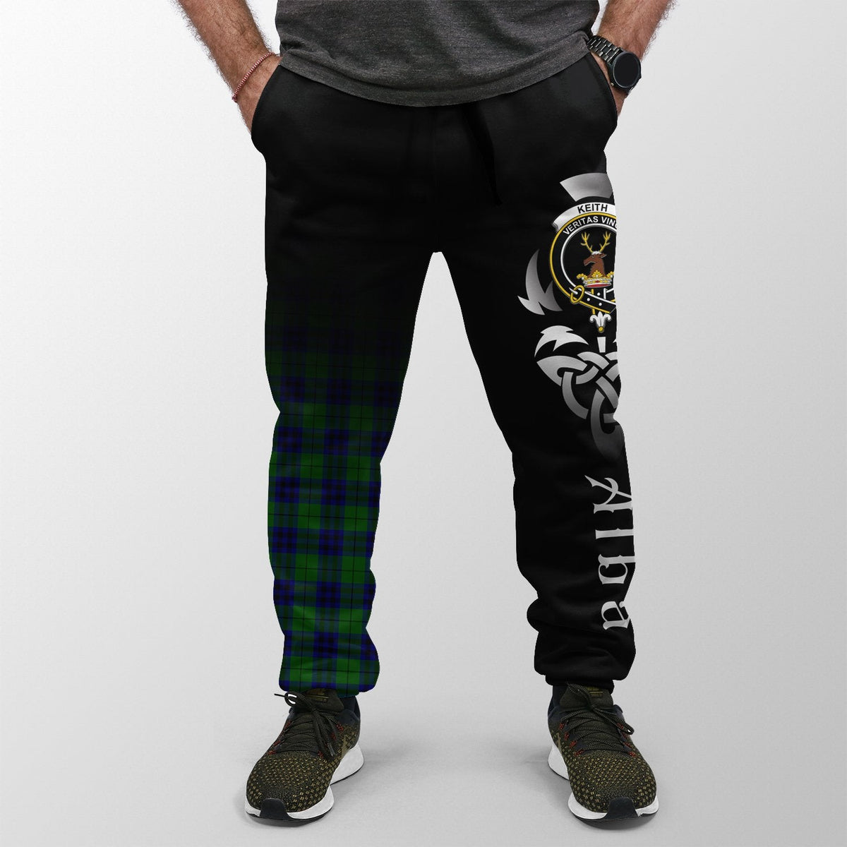 Keith Modern Tartan Crest Jogger Sweatpants - Alba Celtic Style