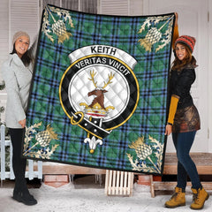 Keith Ancient Tartan Crest Premium Quilt - Gold Thistle Style