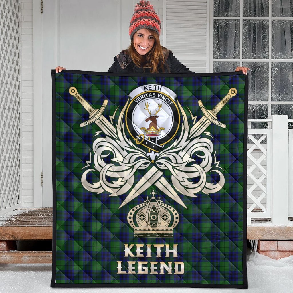 Keith Modern Tartan Crest Legend Gold Royal Premium Quilt