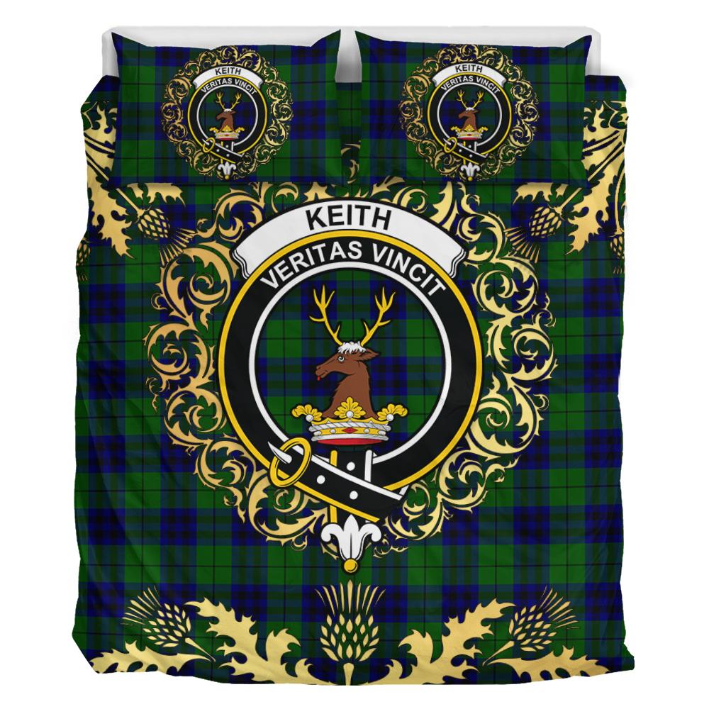 Keith Modern Tartan Crest Bedding Set - Golden Thistle Style