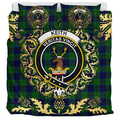 Keith Modern Tartan Crest Bedding Set - Golden Thistle Style