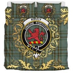 Kelly Dress Tartan Crest Bedding Set - Golden Thistle Style