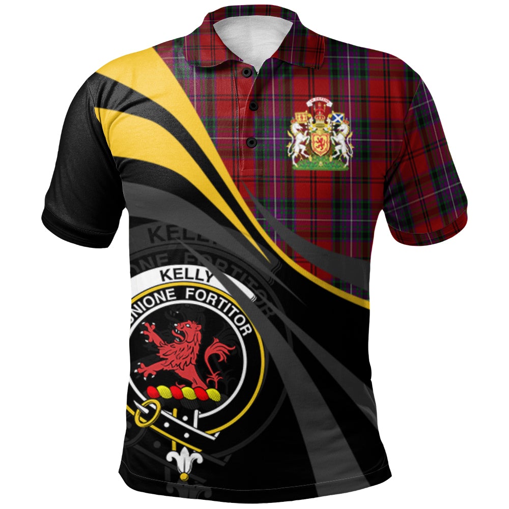 Kelly of Sleat Red Tartan Polo Shirt - Royal Coat Of Arms Style