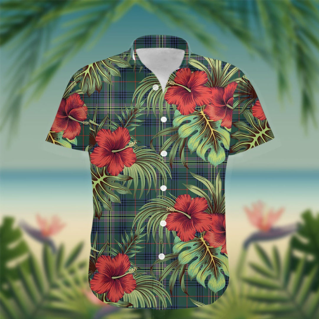 Kennedy Tartan Hawaiian Shirt Hibiscus, Coconut, Parrot, Pineapple - Tropical Garden Shirt