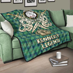 Kennedy Ancient Tartan Crest Legend Gold Royal Premium Quilt