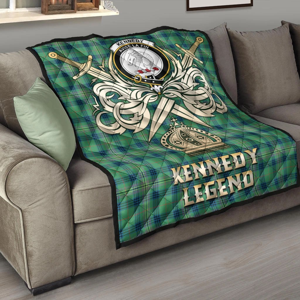 Kennedy Ancient Tartan Crest Legend Gold Royal Premium Quilt