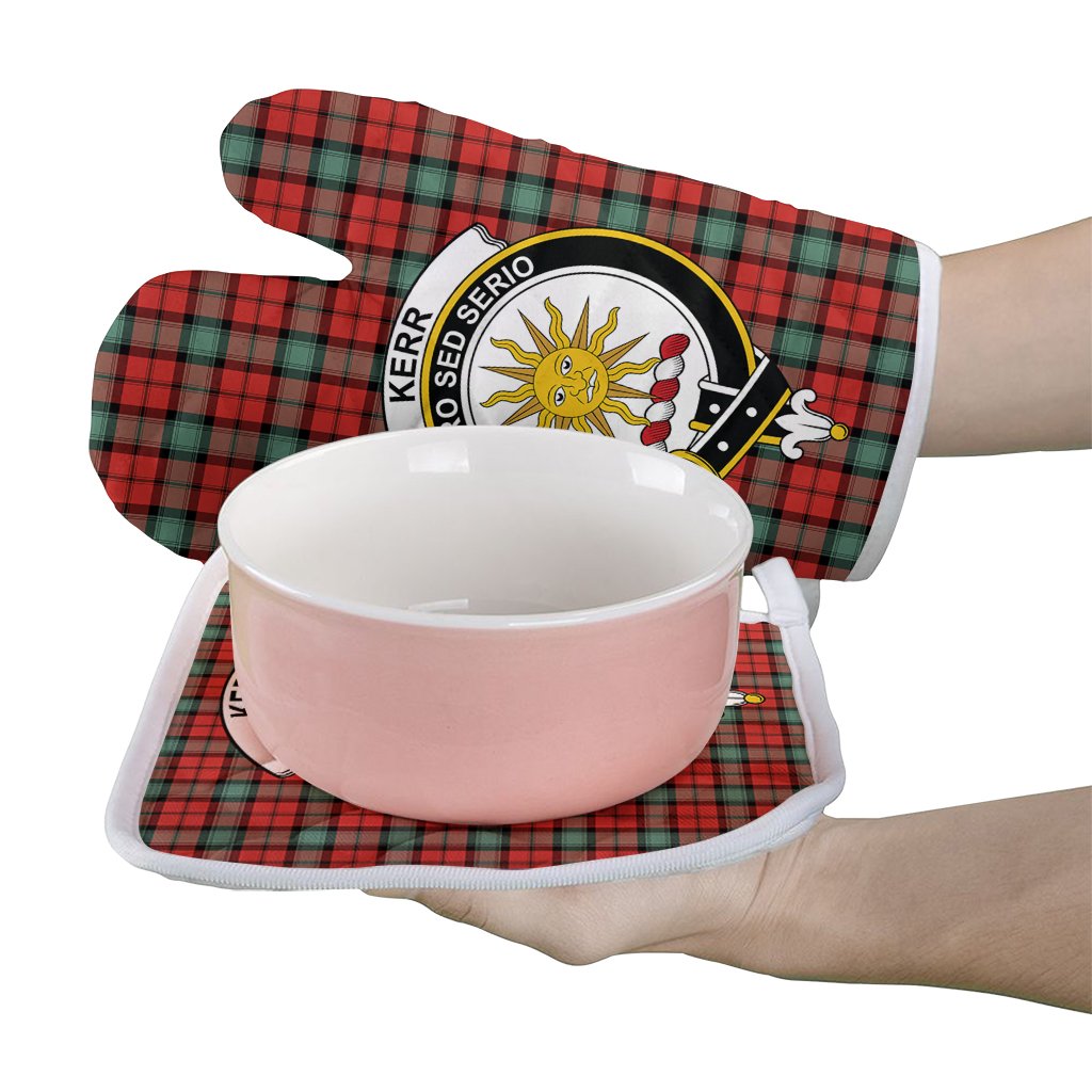 Kerr Ancient Tartan Crest Oven Mitt And Pot Holder (2 Oven Mitts + 1 Pot Holder)