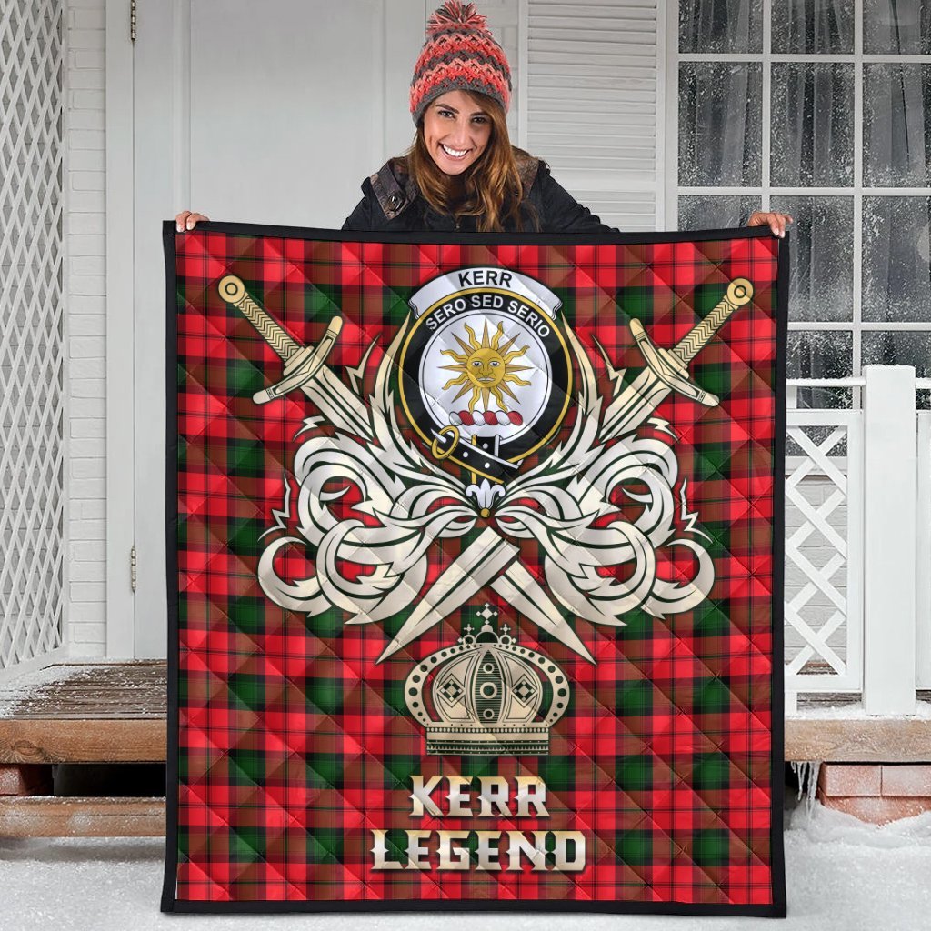 Kerr Modern Tartan Crest Legend Gold Royal Premium Quilt