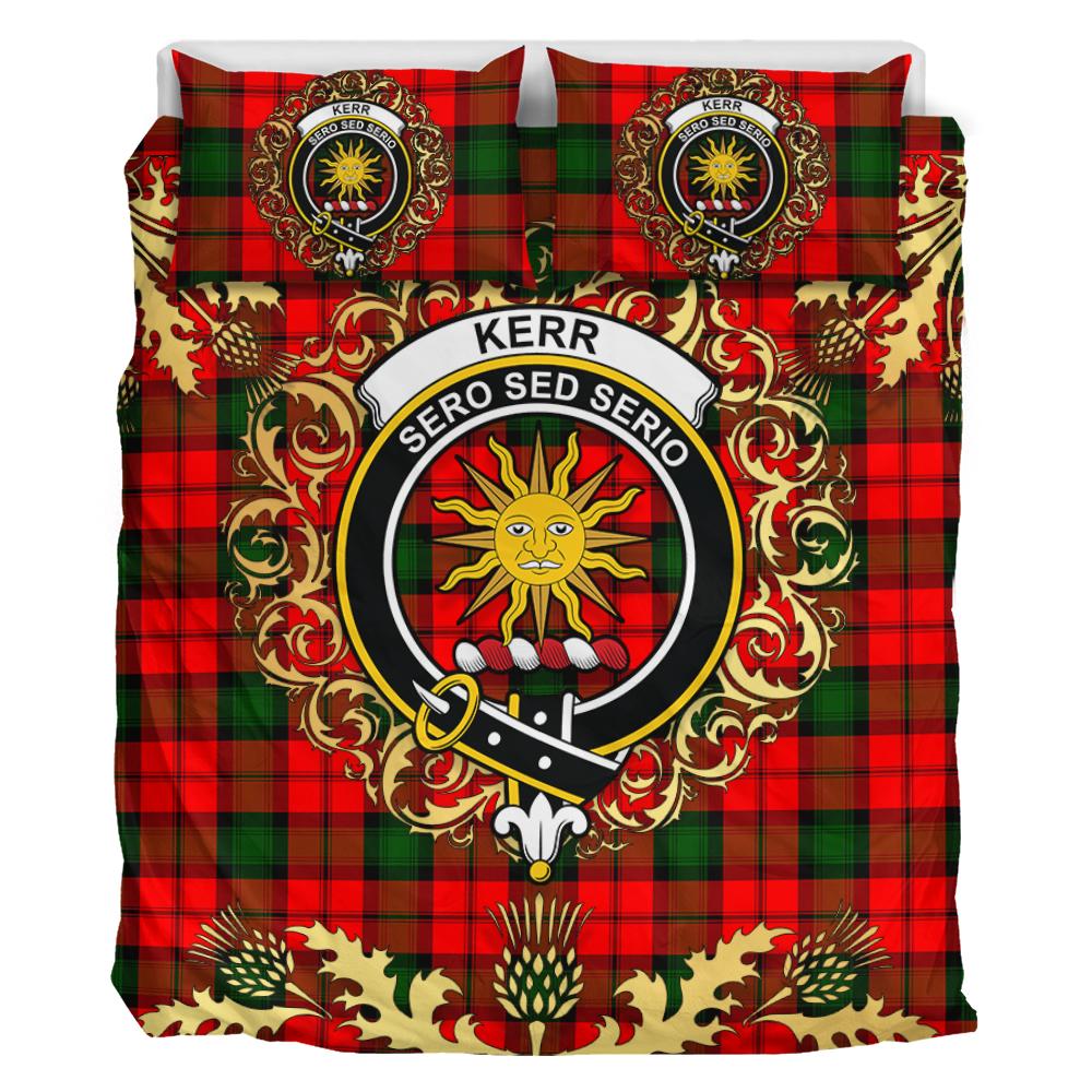 Kerr Modern Tartan Crest Bedding Set - Golden Thistle Style