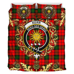 Kerr Modern Tartan Crest Bedding Set - Golden Thistle Style