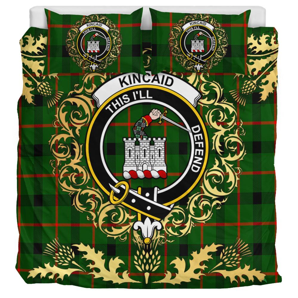 Kincaid Modern Tartan Crest Bedding Set - Golden Thistle Style