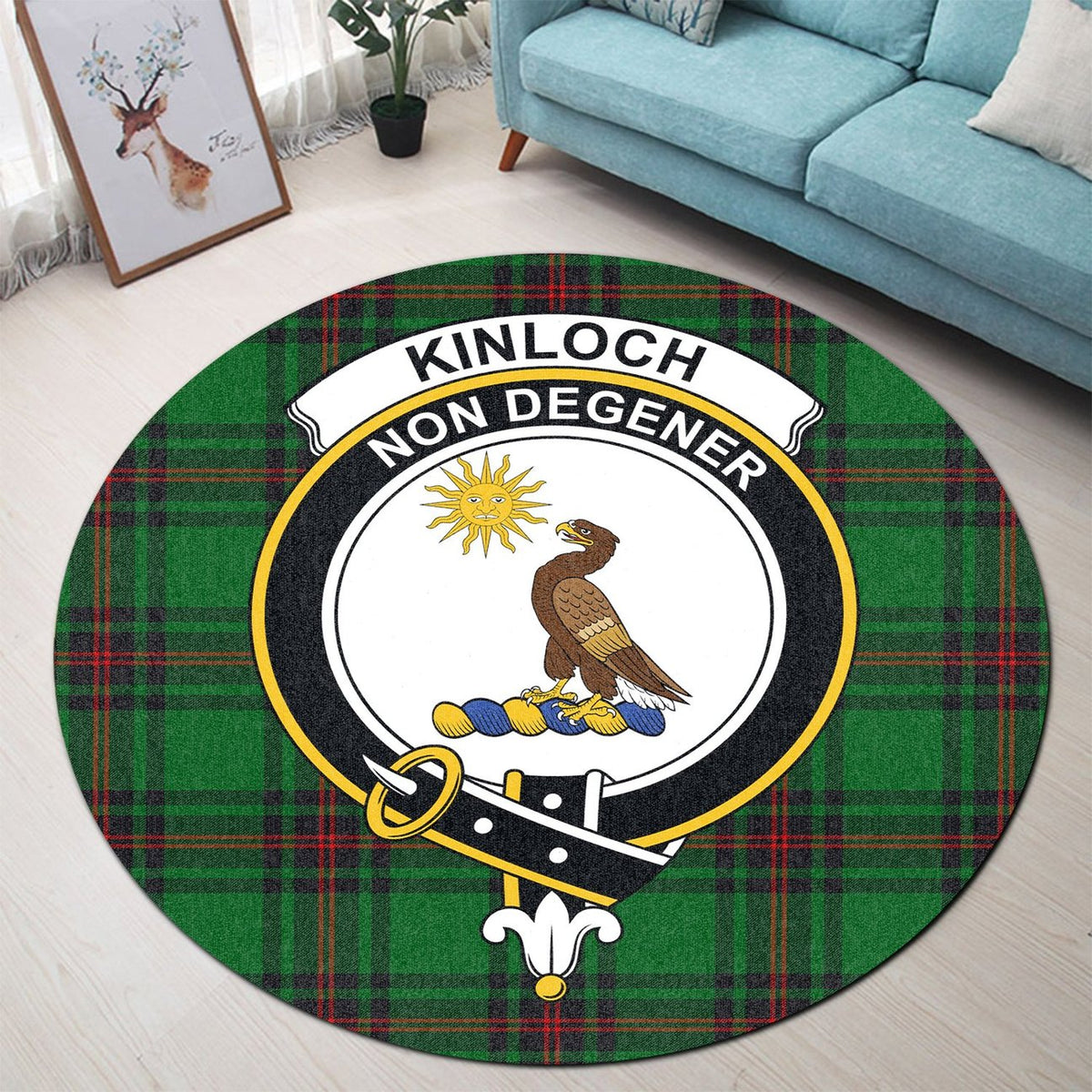 Kinloch Tartan Crest Round Rug