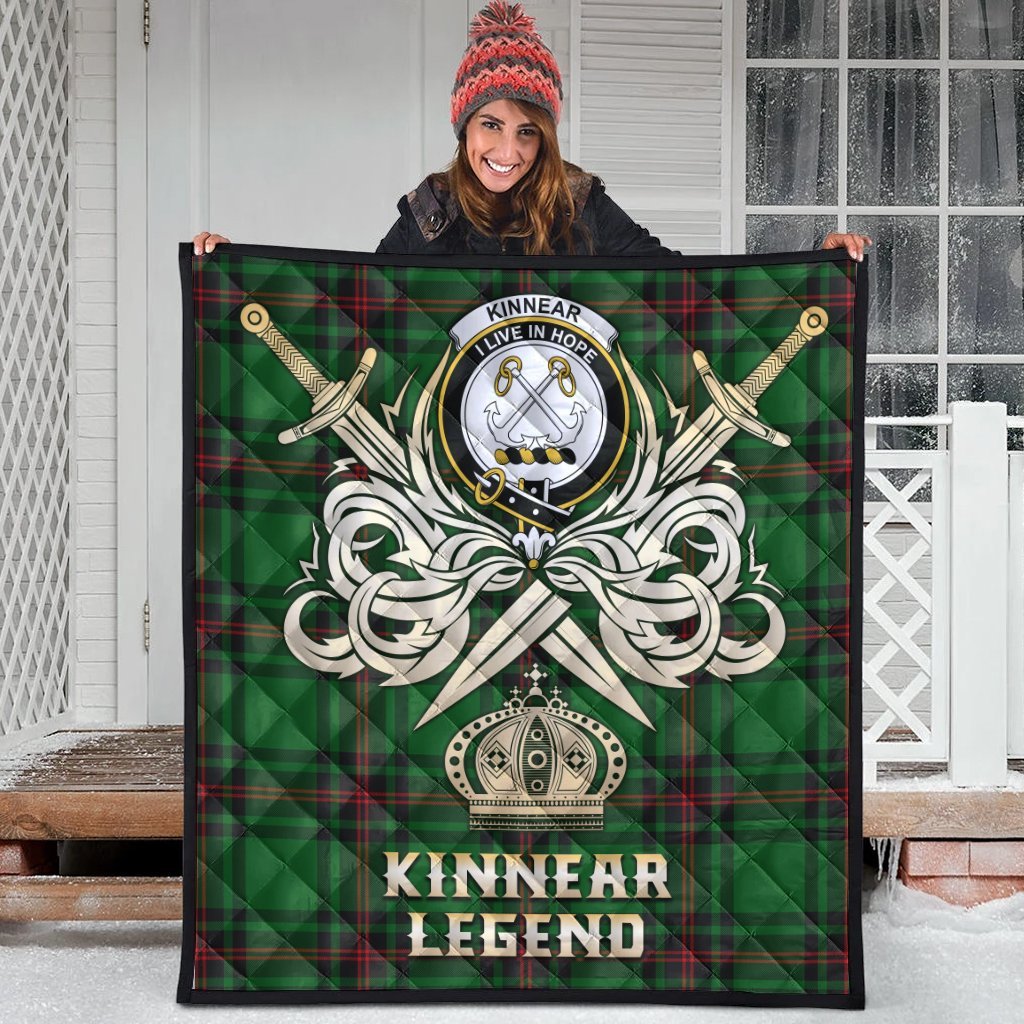 Kinnear Tartan Crest Legend Gold Royal Premium Quilt