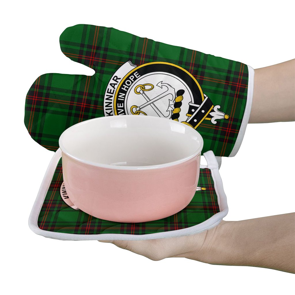 Kinnear Tartan Crest Oven Mitt And Pot Holder (2 Oven Mitts + 1 Pot Holder)