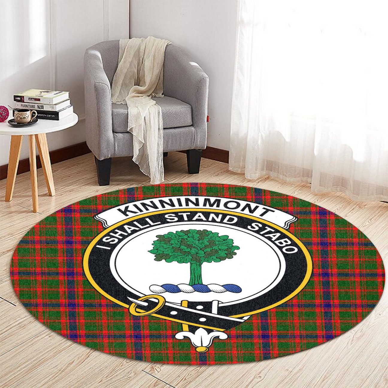 Kinninmont Tartan Crest Round Rug