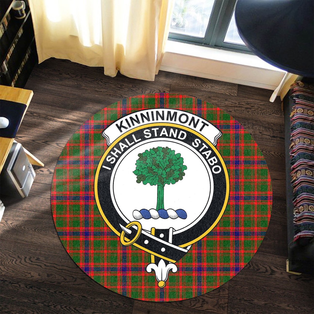 Kinninmont Tartan Crest Round Rug