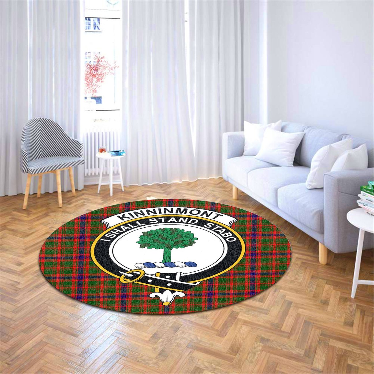 Kinninmont Tartan Crest Round Rug