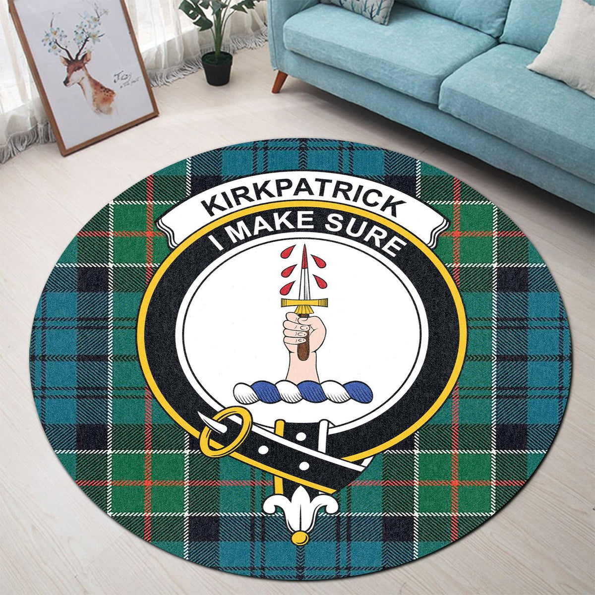 Kirkpatrick Tartan Crest Round Rug