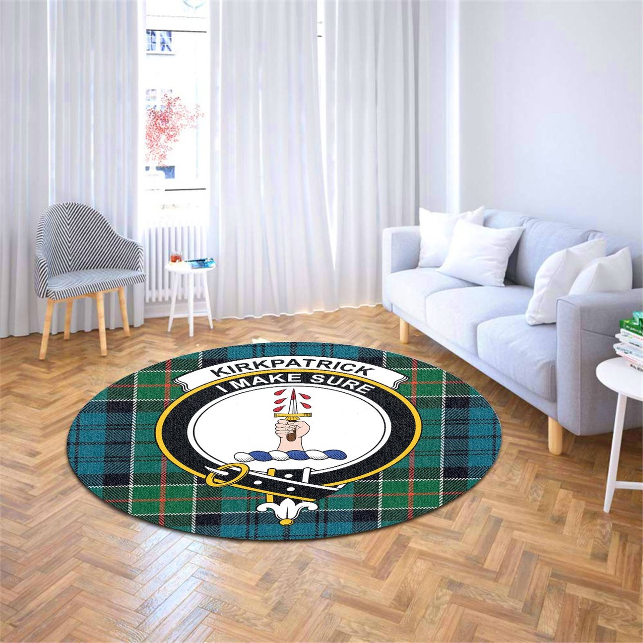 Kirkpatrick Tartan Crest Round Rug