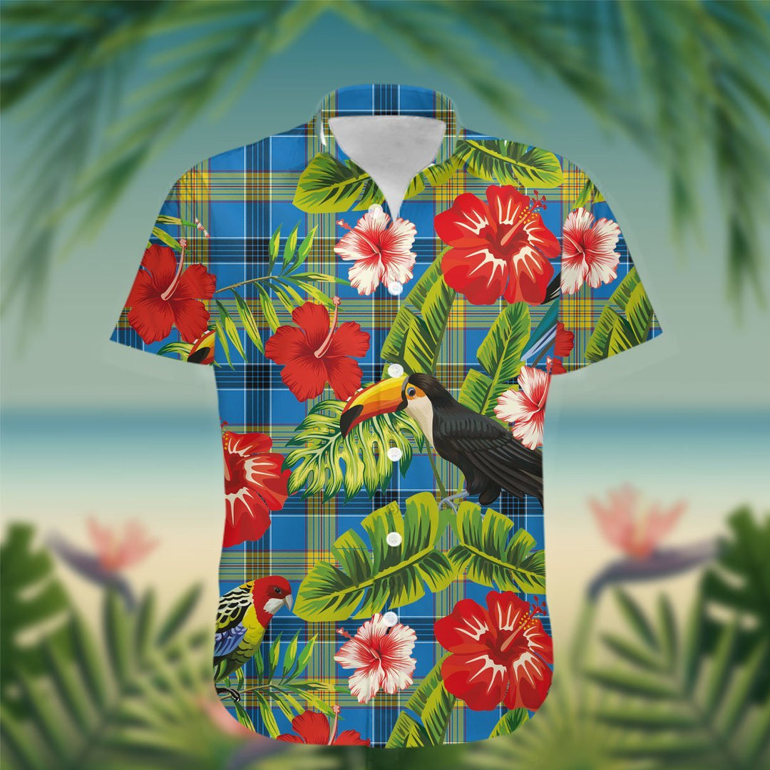 Laing Tartan Hawaiian Shirt Hibiscus, Coconut, Parrot, Pineapple - Tropical Garden Shirt