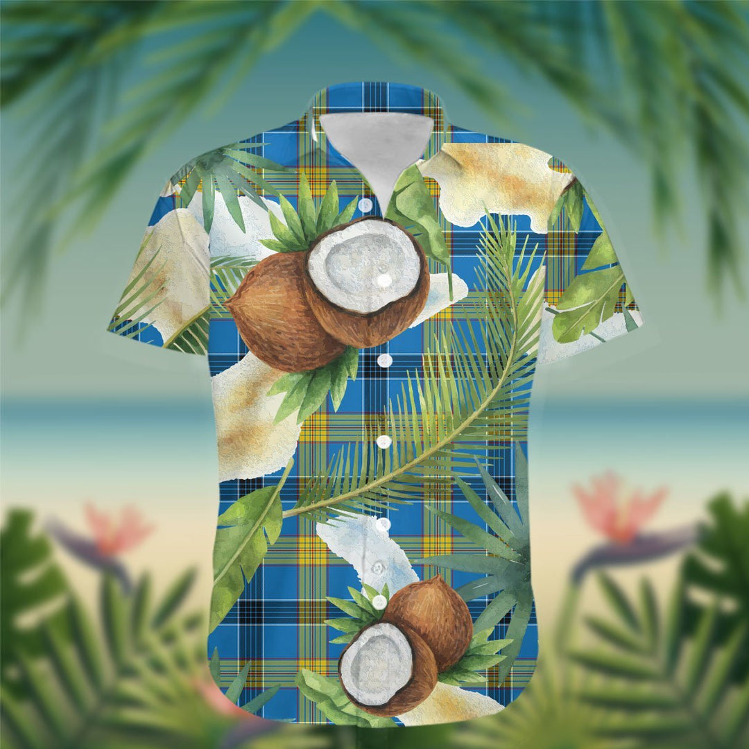 Laing Tartan Hawaiian Shirt Hibiscus, Coconut, Parrot, Pineapple - Tropical Garden Shirt