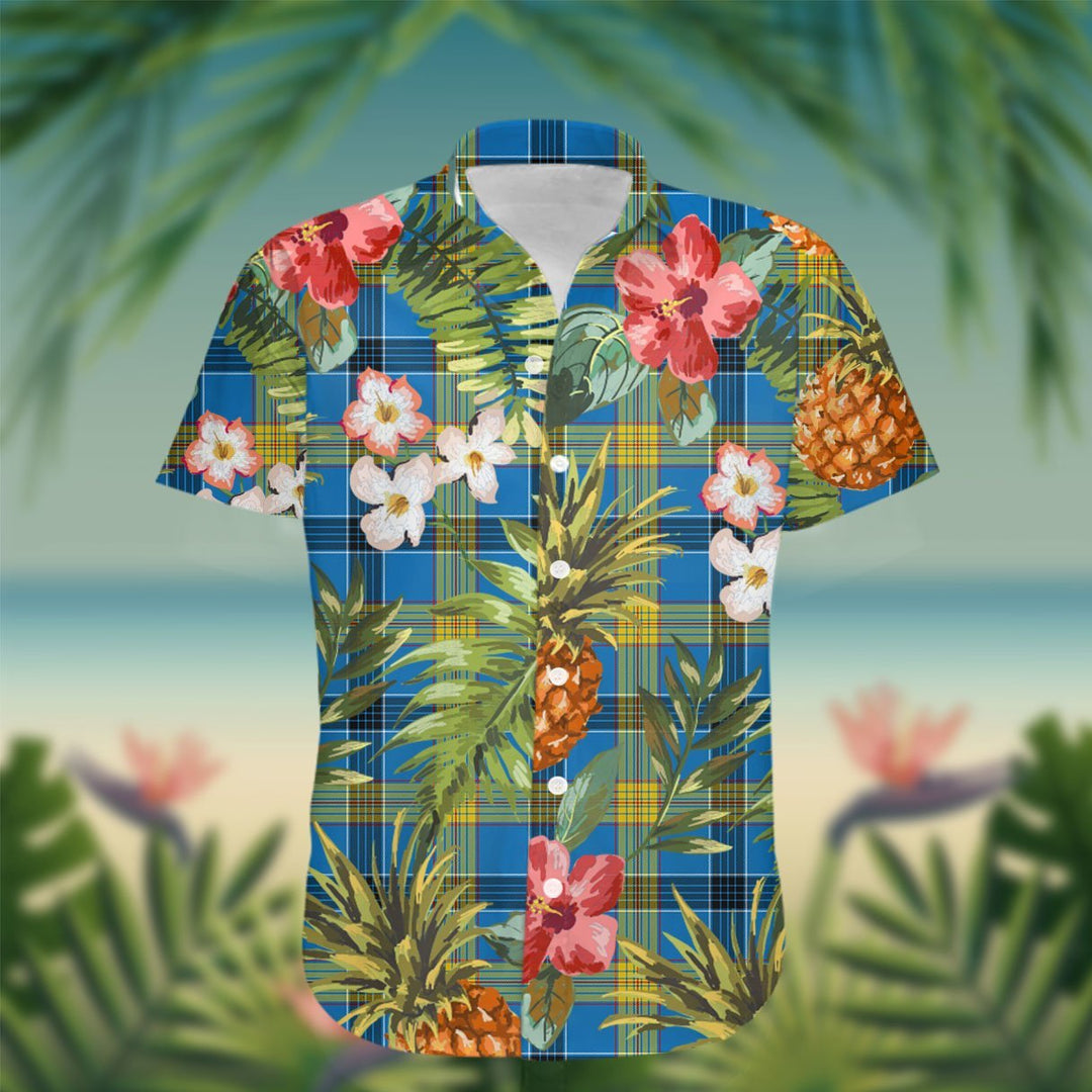 Laing Tartan Hawaiian Shirt Hibiscus, Coconut, Parrot, Pineapple - Tropical Garden Shirt