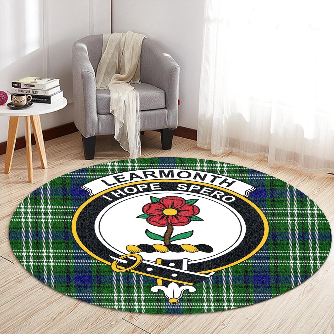 Learmonth Tartan Crest Round Rug