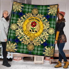 Learmonth Tartan Crest Premium Quilt - Gold Thistle Style