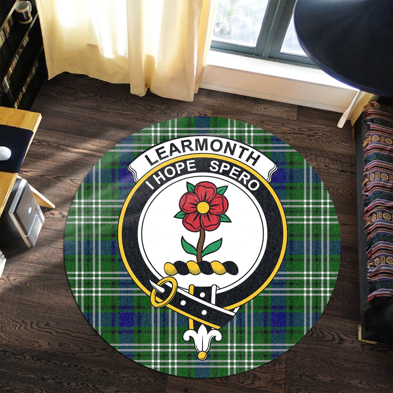 Learmonth Tartan Crest Round Rug