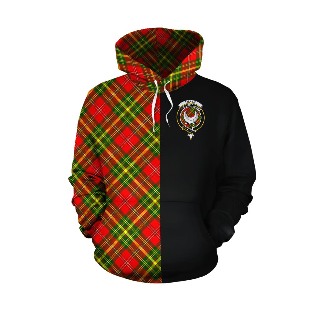 Leask Tartan Hoodie Half of Me - Cross Style