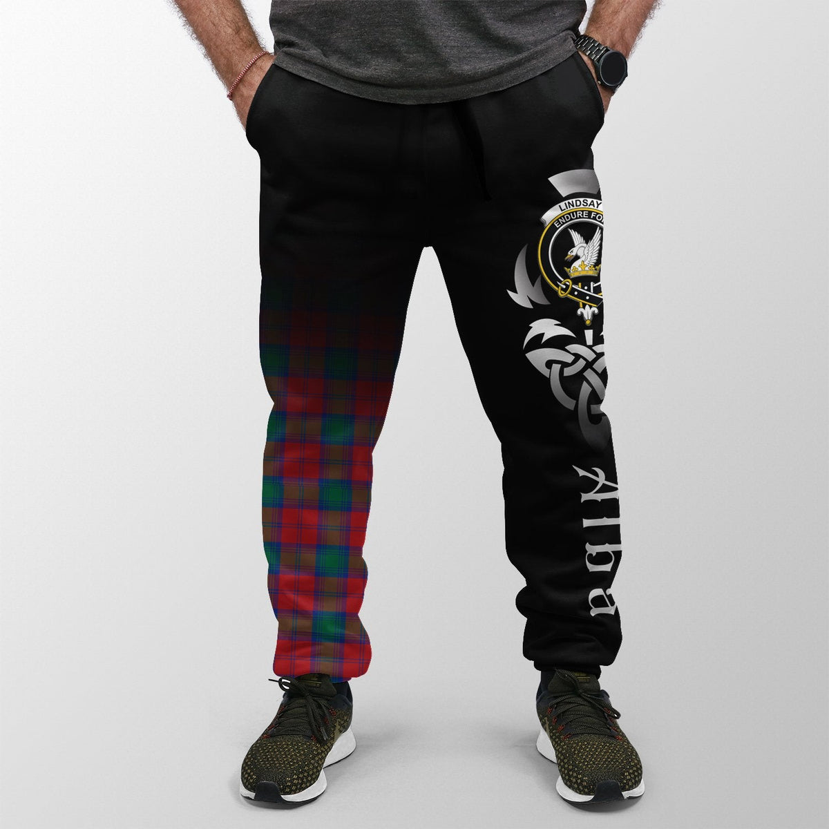 Lindsay Modern Tartan Crest Jogger Sweatpants - Alba Celtic Style