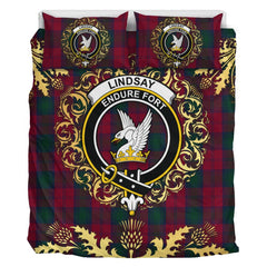 Lindsay 01 Tartan Crest Bedding Set - Golden Thistle Style