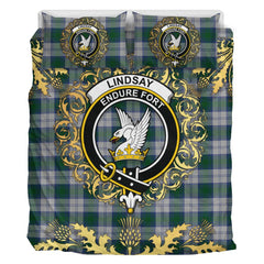 Lindsay Dress Tartan Crest Bedding Set - Golden Thistle Style