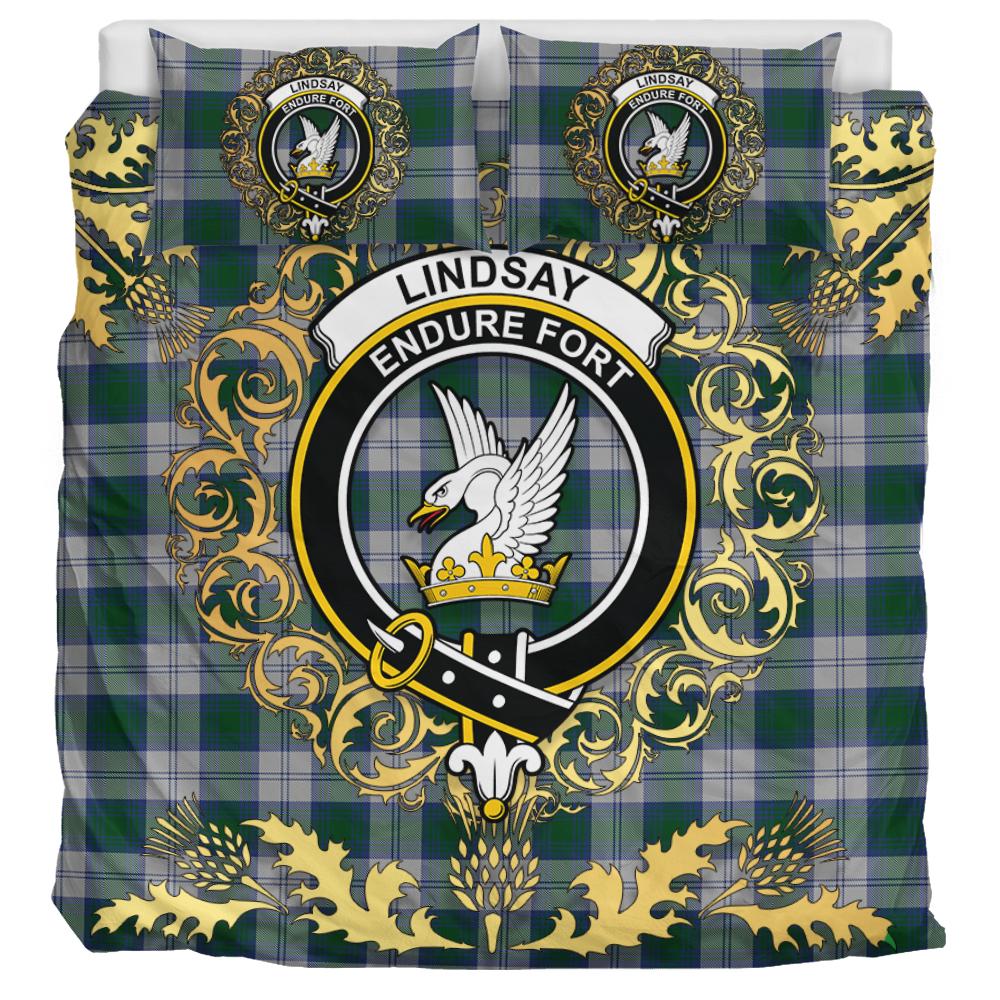 Lindsay Dress Tartan Crest Bedding Set - Golden Thistle Style