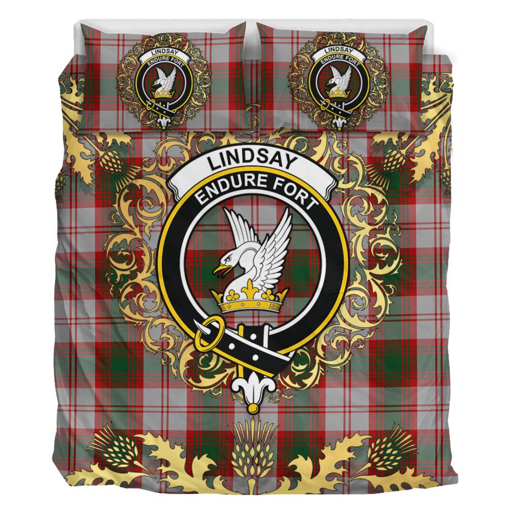 Lindsay Dress Red Tartan Crest Bedding Set - Golden Thistle Style