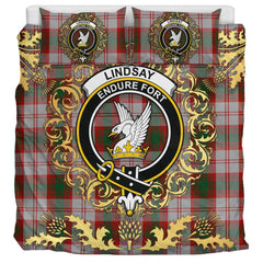 Lindsay Dress Red Tartan Crest Bedding Set - Golden Thistle Style