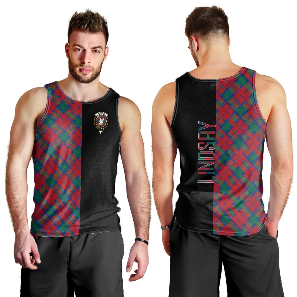 Lindsay Modern Tartan Crest Men's Tank Top - Cross Style