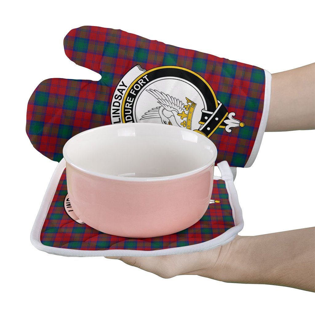 Lindsay Modern Tartan Crest Oven Mitt And Pot Holder (2 Oven Mitts + 1 Pot Holder)