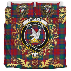 Lindsay Modern Tartan Crest Bedding Set - Golden Thistle Style