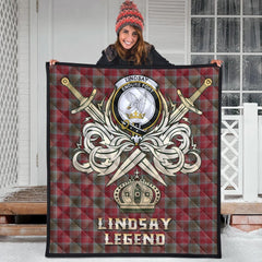 Lindsay Weathered Tartan Crest Legend Gold Royal Premium Quilt