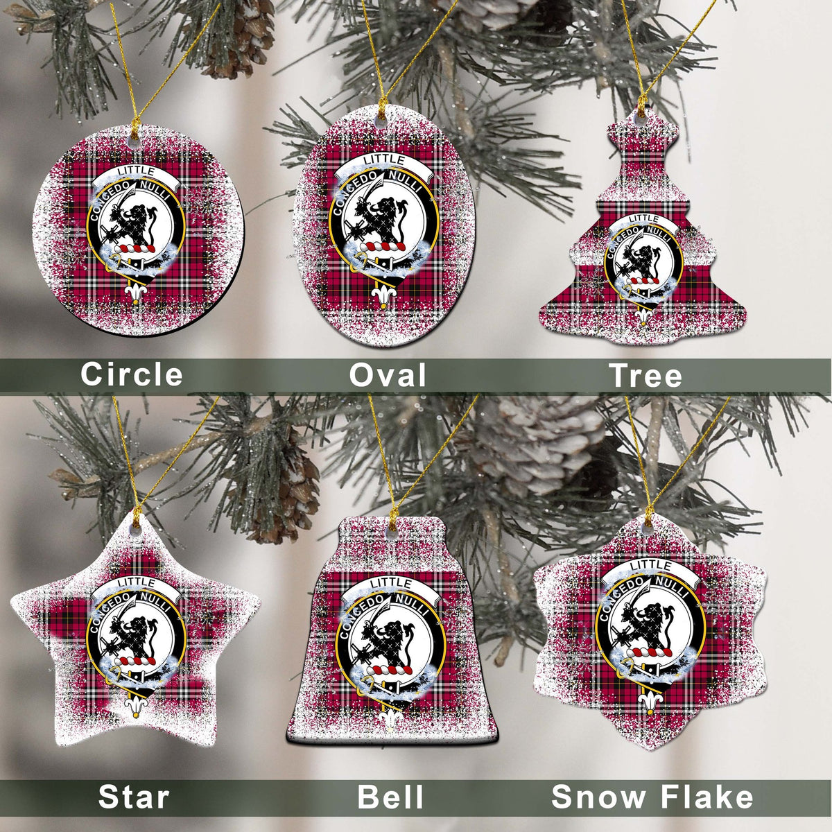 Little Tartan Christmas Ceramic Ornament - Snow Style