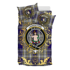 Livingston (MacLea) Dress Tartan Crest Bedding Set - Golden Thistle Style